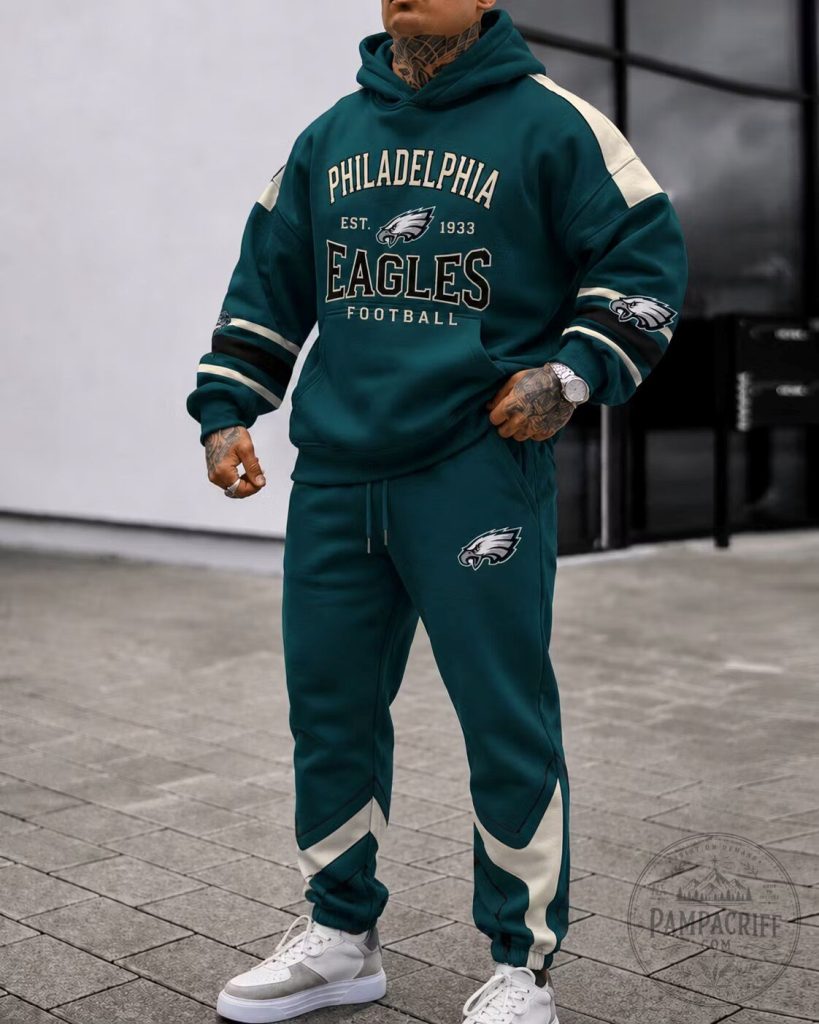 Philadelphia Eagles Football Team Logo Hoodie and Jogger Pants Set 18 Philadelphia Eagles Football Team Logo Hoodie and Jogger Pants Set