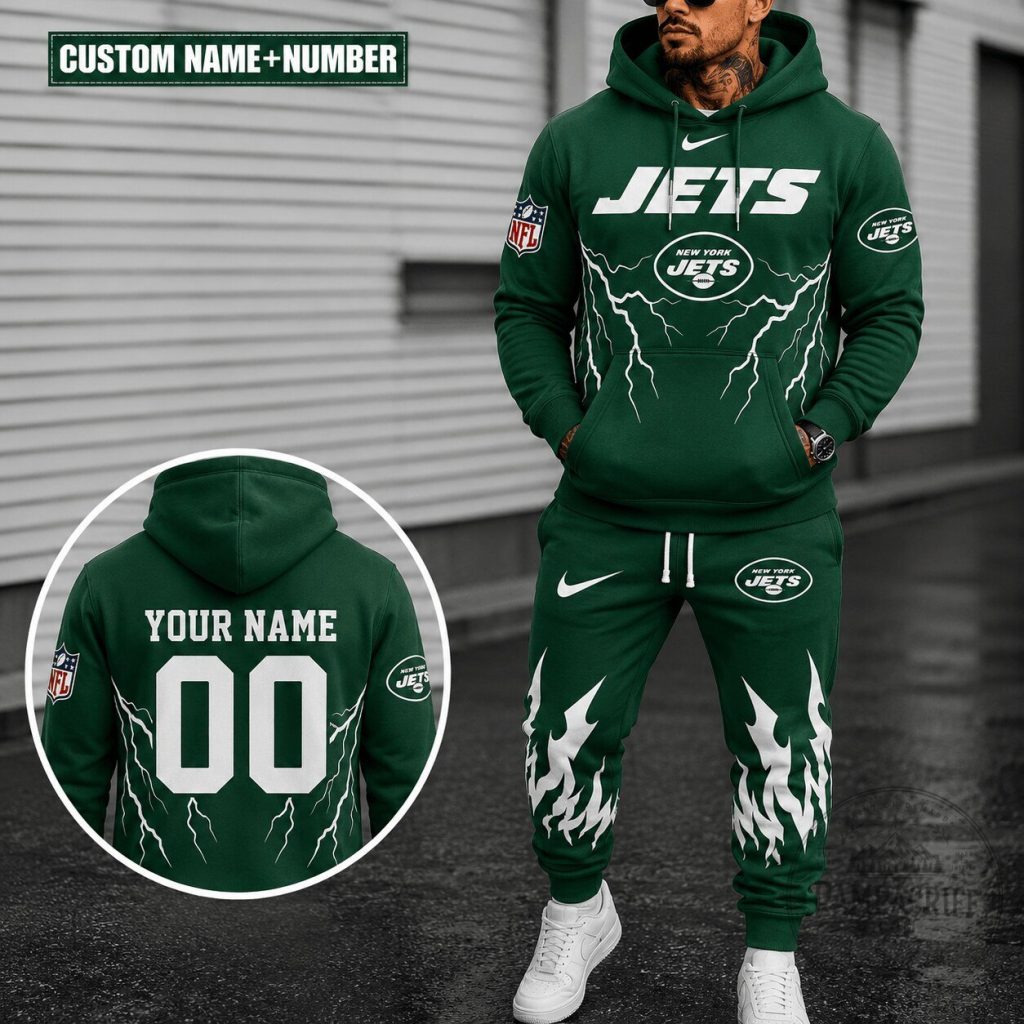 New York Jets National Football League Custom Name Number Hoodie and Sweatpants Set New York Jets National Football League Custom Name Number Hoodie and Sweatpants Set