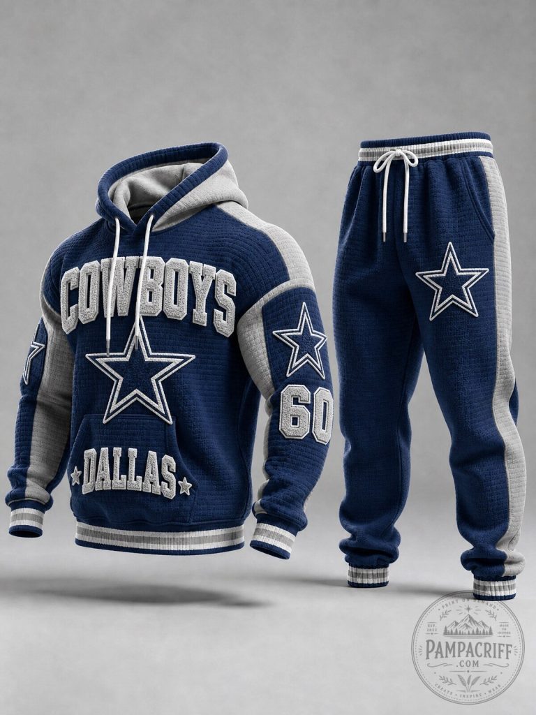 Dallas Cowboys Football Team Blue and Gray Hoodie and Sweatpants Set