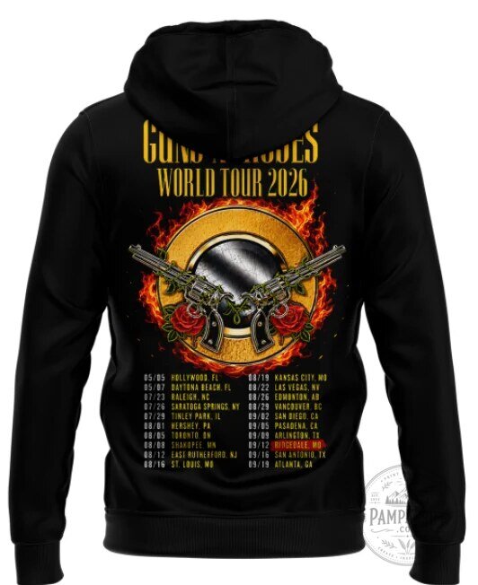 Guns N' Roses Ridgedale Missouri 2026 Tour Skull Lake Black Hoodie 9 Guns N