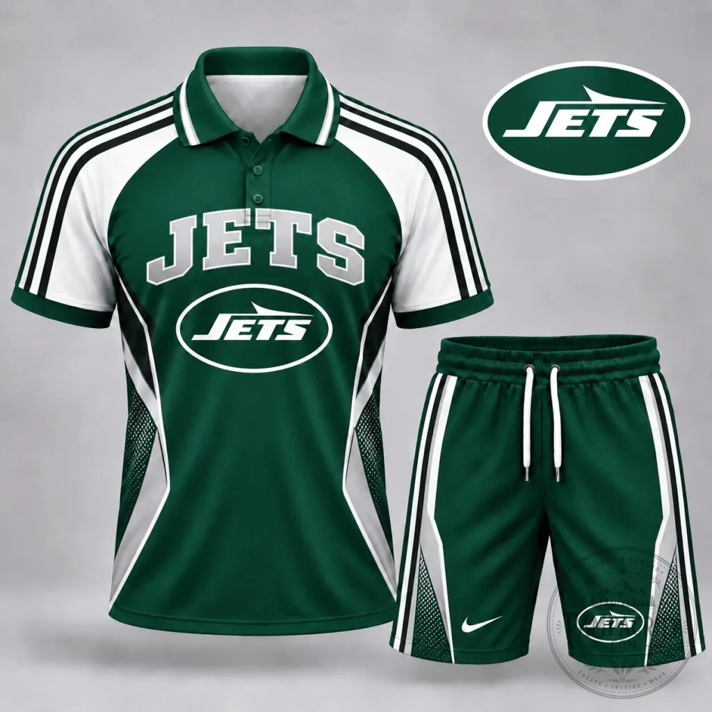 New York Jets National Football League Emerald Green Polo Shirt and Shorts Set New York Jets National Football League Emerald Green Polo Shirt and Shorts Set