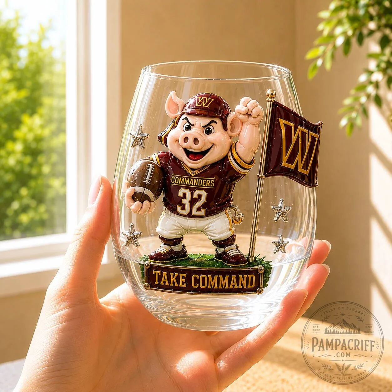 Stemless Wine Glass Set for Washington Commanders Football Team Fans 9 Stemless Wine Glass Set for Washington Commanders Football Team Fans