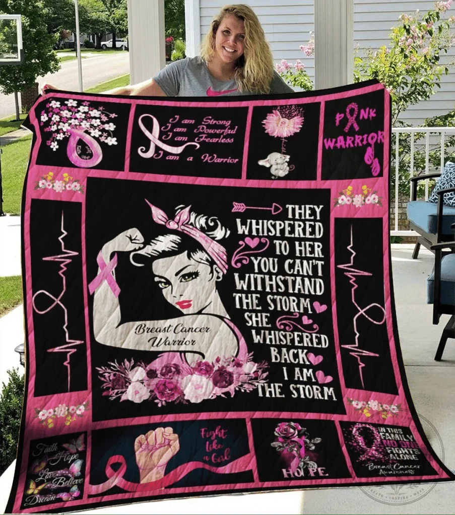 Hayley Williams Custom AJ1 Shoes v7 18 Breast Cancer Survivor Strong Women Warrior Pink Ribbon Quilt Blanket
