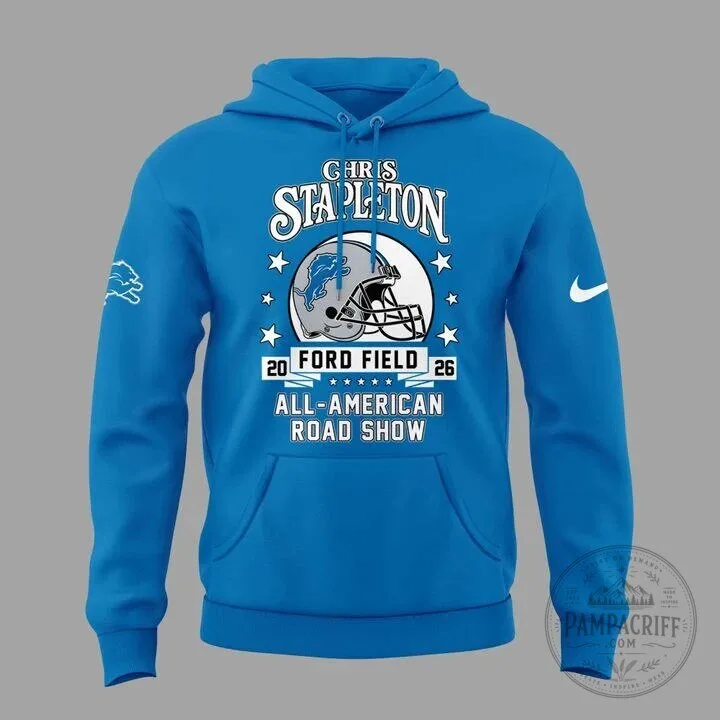 Hoodie for Chris Stapleton's All American Road Show Featuring Detroit Lions Concert Design 8 Hoodie for Chris Stapleton