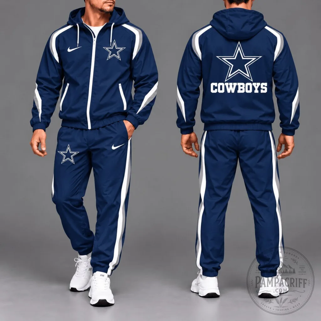Dallas Cowboys NFL Team Logo Full-Zip Hooded Jacket and Jogger Pants Set Dallas Cowboys NFL Team Logo Full-Zip Hooded Jacket and Jogger Pants Set
