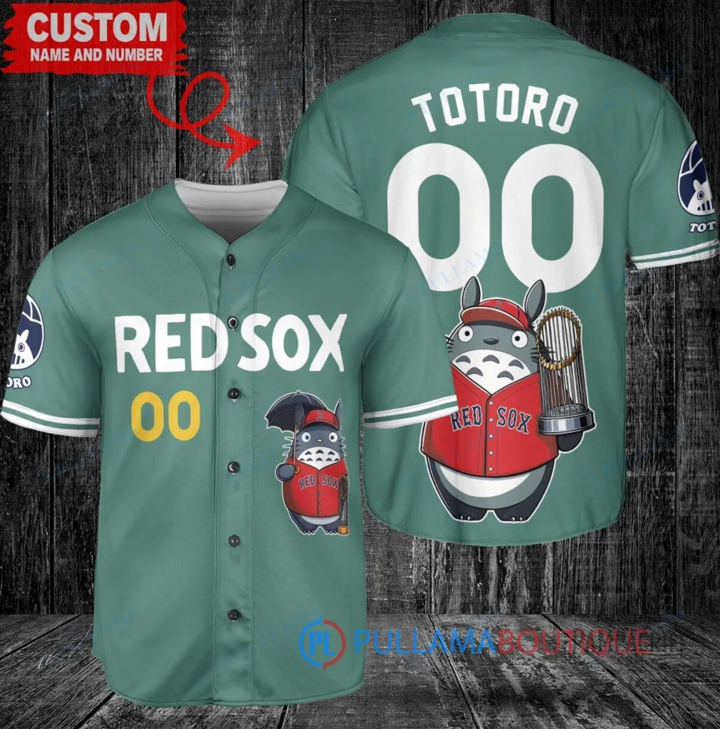 Boston Red Sox Totoro Studio Ghibli World Series Champions Baseball Jersey 46 Boston Red Sox Totoro Studio Ghibli World Series Champions Baseball Jersey