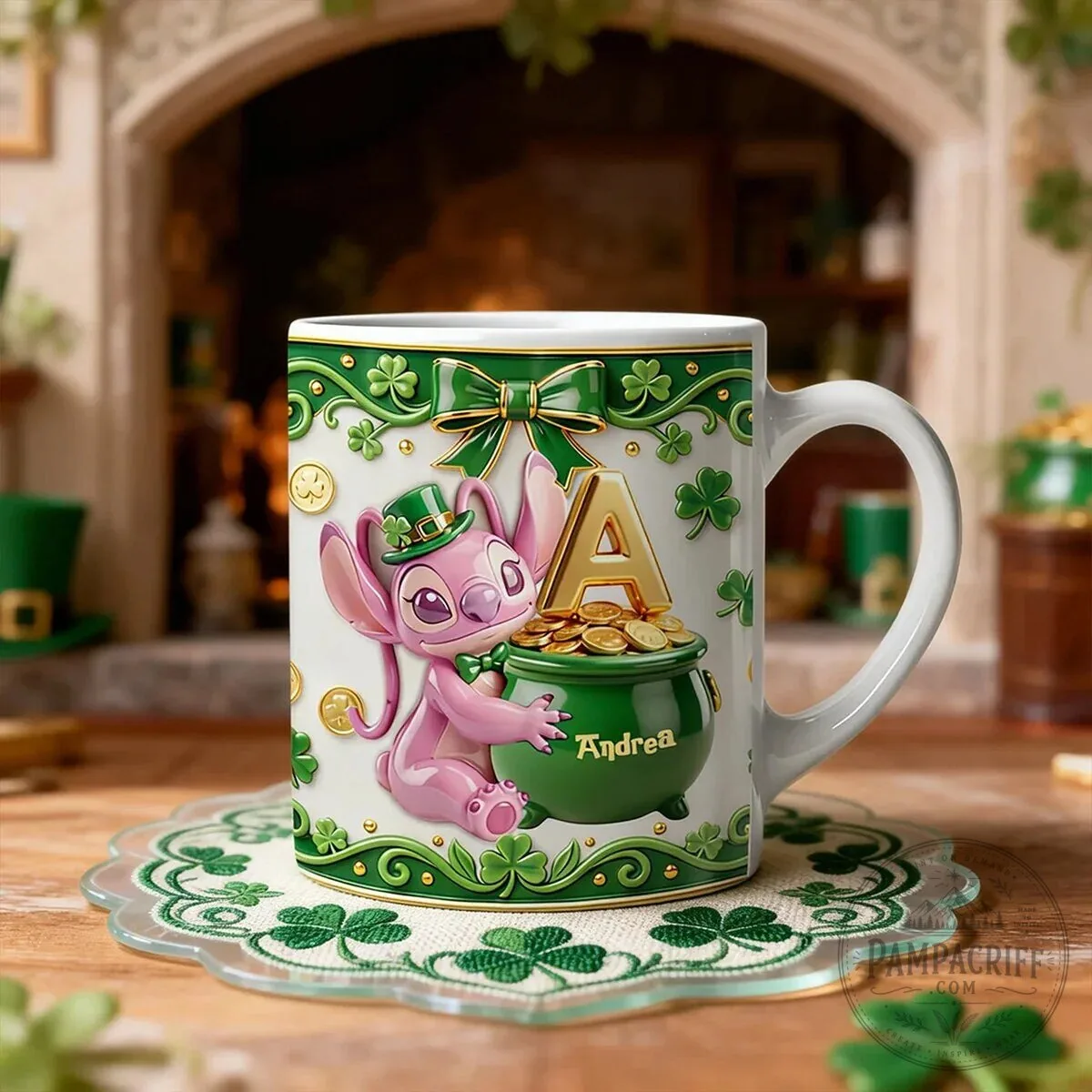 Stitch St Patrick's Day Lucky Clover Personalized Coffee Mug 13 Stitch St Patrick