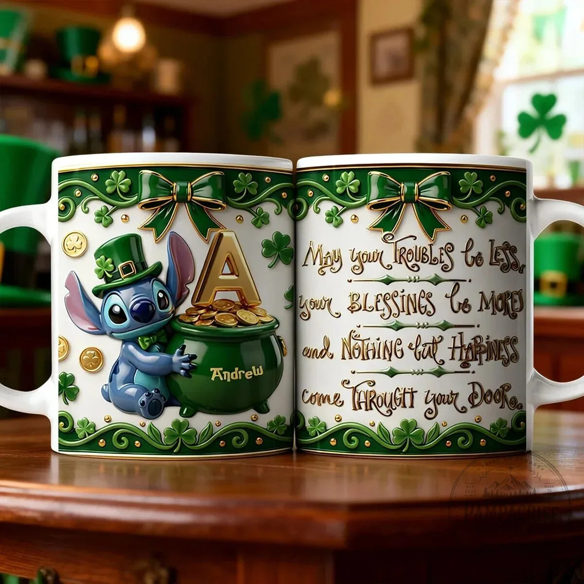 Stitch St Patrick's Day Lucky Clover Personalized Coffee Mug 14 Stitch St Patrick