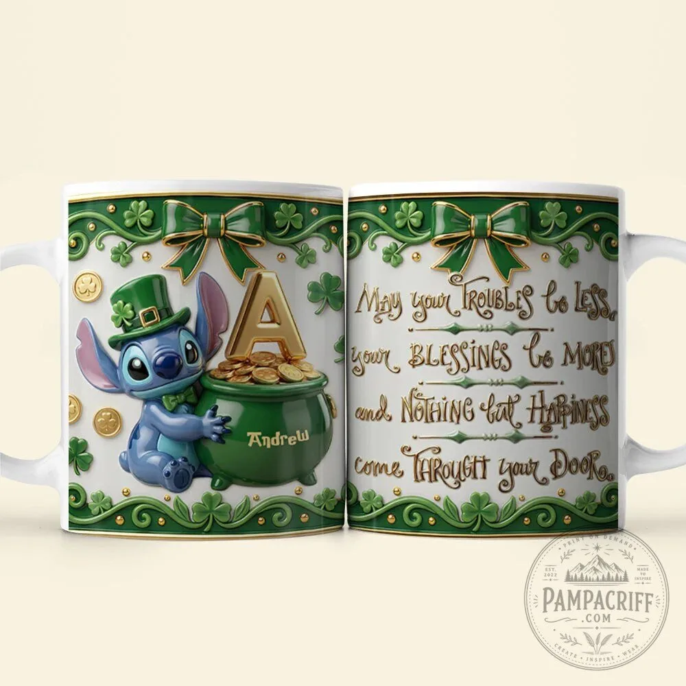 Stitch St Patrick's Day Lucky Clover Personalized Coffee Mug 16 Stitch St Patrick