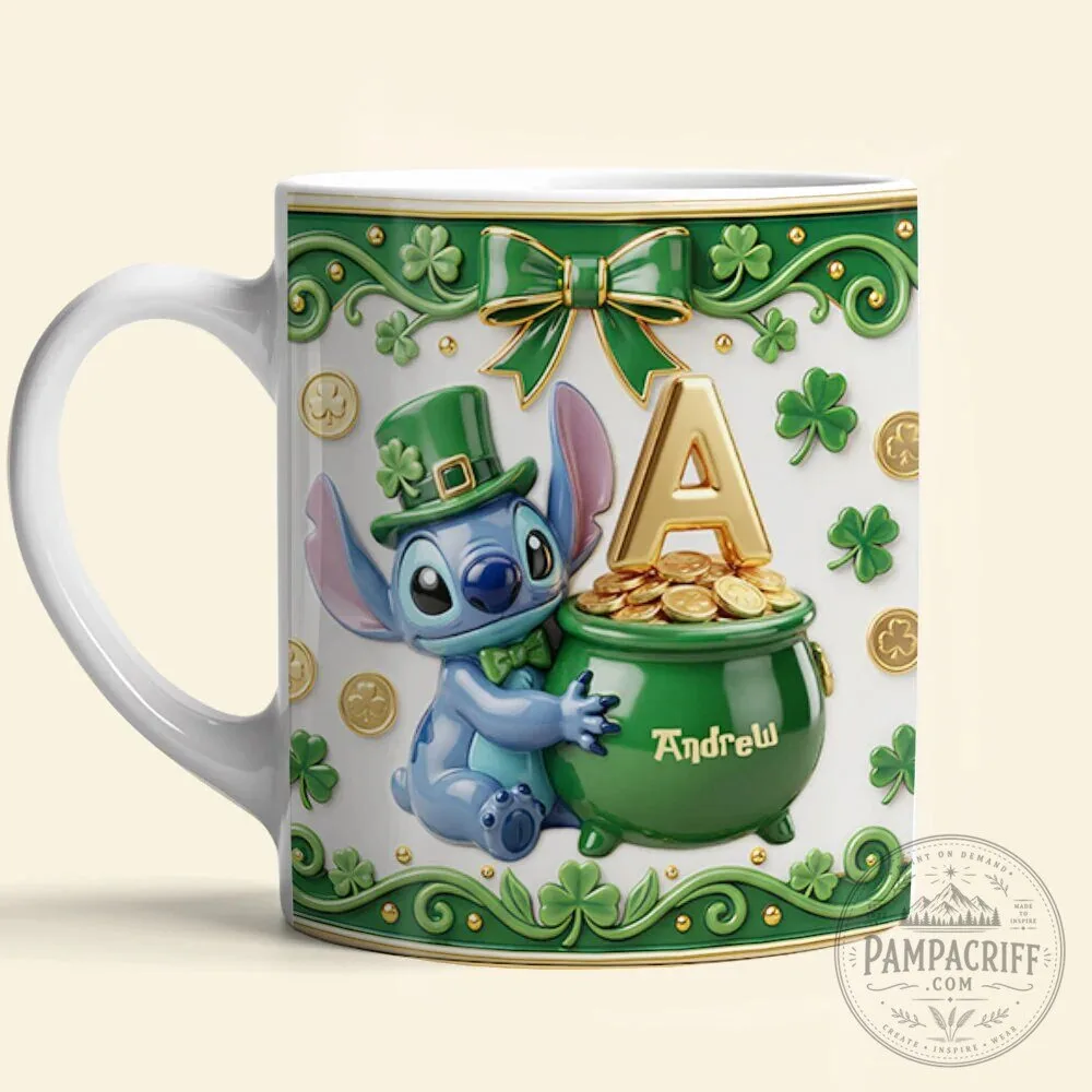 Stitch St Patrick's Day Lucky Clover Personalized Coffee Mug 17 Stitch St Patrick