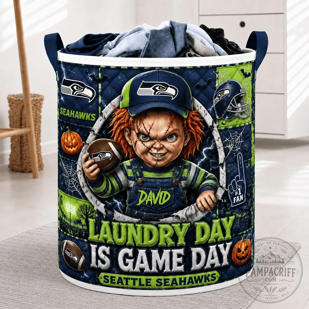 Seattle Seahawks Chucky Halloween Laundry Day Is Game Day Laundry Basket 1 Seattle Seahawks Chucky Halloween Laundry Day Is Game Day Laundry Basket