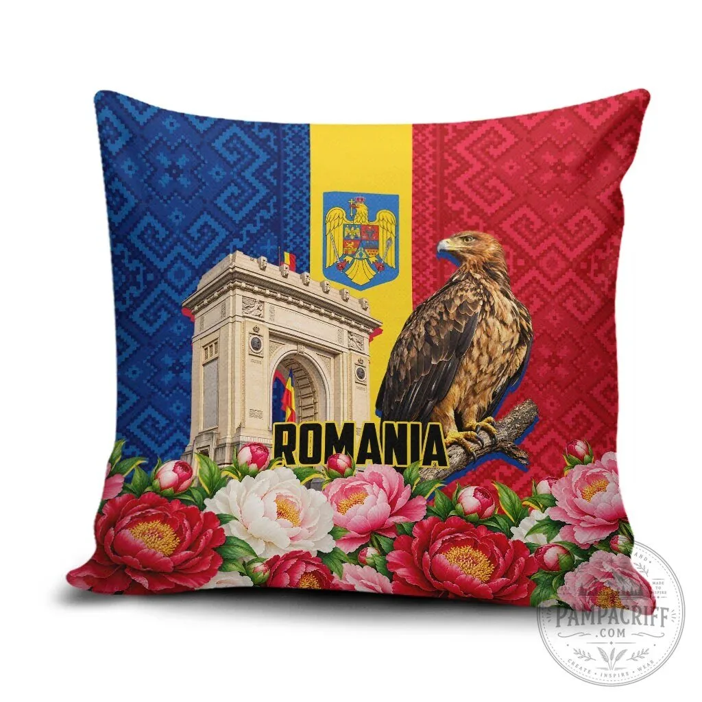 Romania Flag Arcul De Triumf Eagle Peony Floral Pattern Decorative Pillow 5 Romania Flag Arcul De Triumf Eagle Peony Floral Pattern Decorative Pillow
