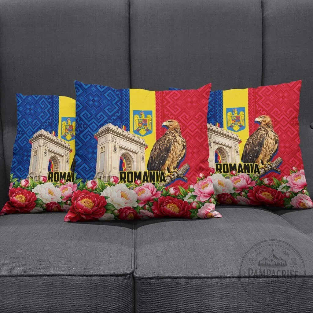Romania Flag Arcul De Triumf Eagle Peony Floral Pattern Decorative Pillow 7 Romania Flag Arcul De Triumf Eagle Peony Floral Pattern Decorative Pillow