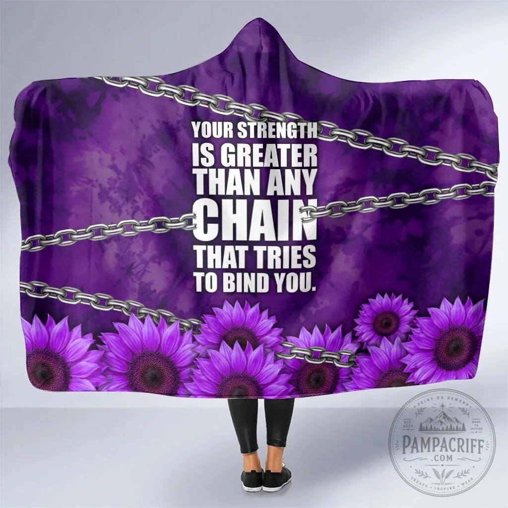 Domestic Violence Awareness Hooded Blanket with Purple Sunflowers and Strength Quote 7 Domestic Violence Awareness Hooded Blanket with Purple Sunflowers and Strength Quote