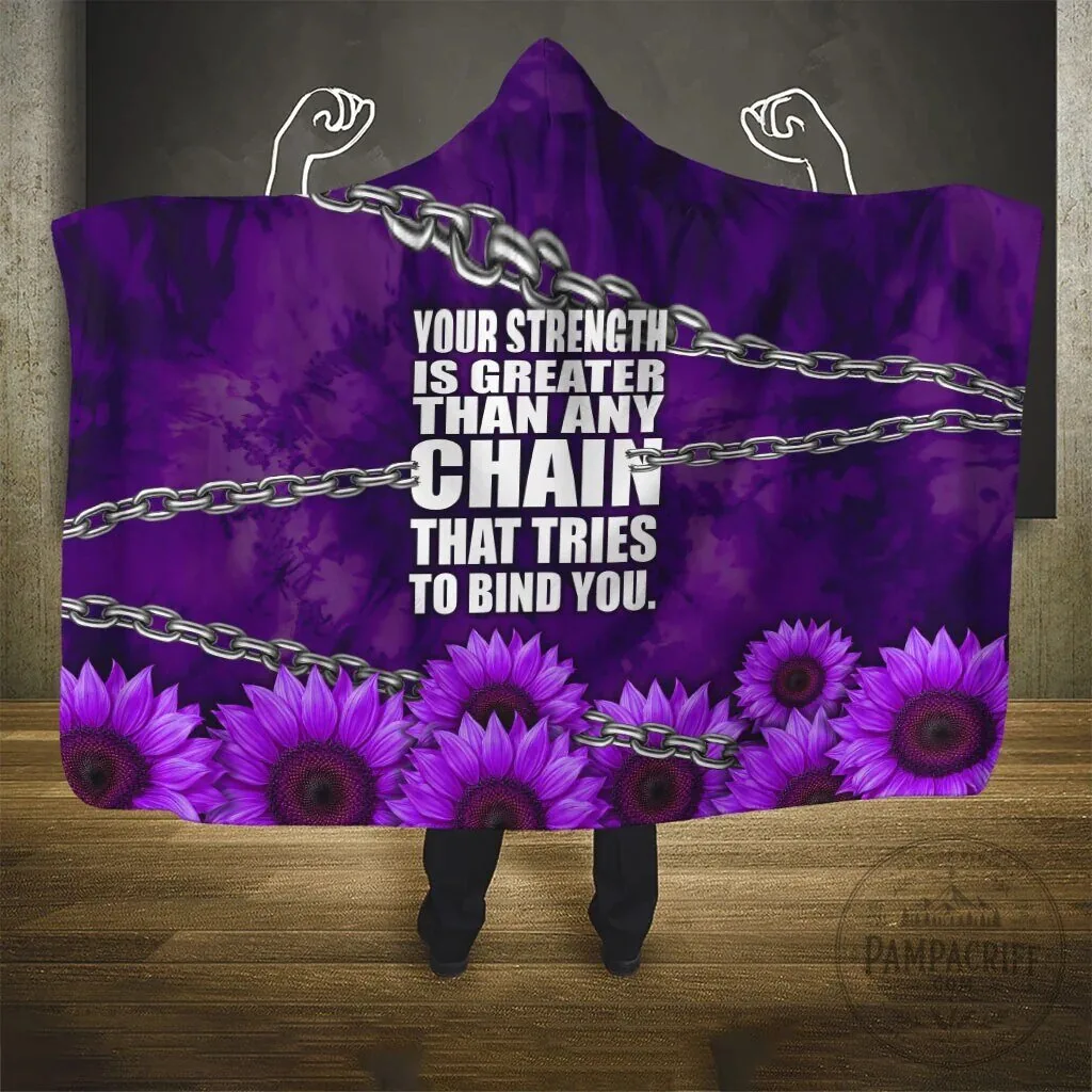 Domestic Violence Awareness Hooded Blanket with Purple Sunflowers and Strength Quote 8 Domestic Violence Awareness Hooded Blanket with Purple Sunflowers and Strength Quote
