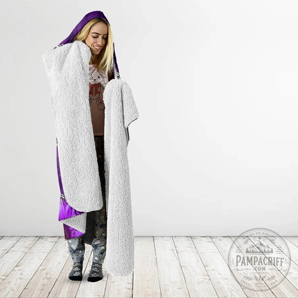 Domestic Violence Awareness Hooded Blanket with Purple Sunflowers and Strength Quote 11 Domestic Violence Awareness Hooded Blanket with Purple Sunflowers and Strength Quote