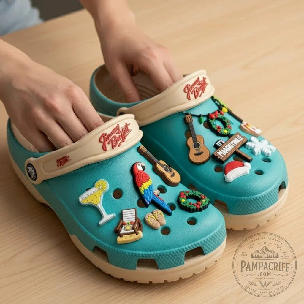 Jimmy Buffett It's Margaritaville Christmas Holiday Crocs Clogs Shoes 9 Jimmy Buffett It