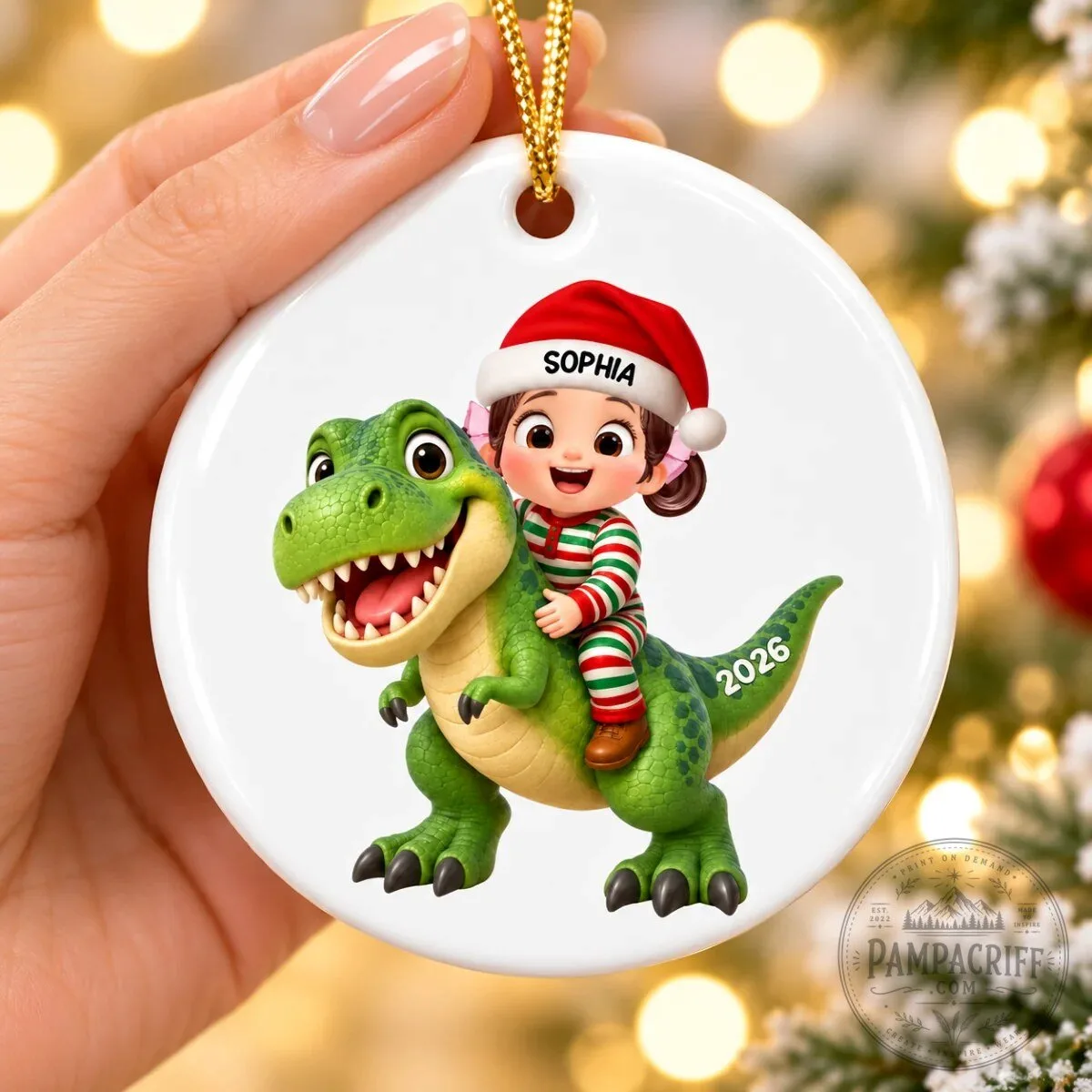 Personalized Christmas Boy Riding Dinosaur Ornament - Custom Kids Holiday Gift 14 Personalized Christmas Boy Riding Dinosaur Ornament - Custom Kids Holiday Gift