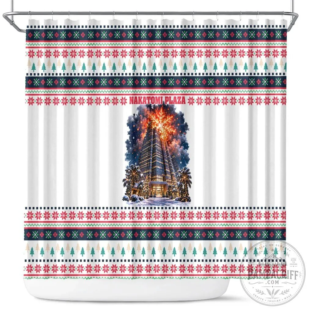 Nakatomi Plaza Christmas Explosion Holiday Shower Curtain 5 Nakatomi Plaza Christmas Explosion Holiday Shower Curtain
