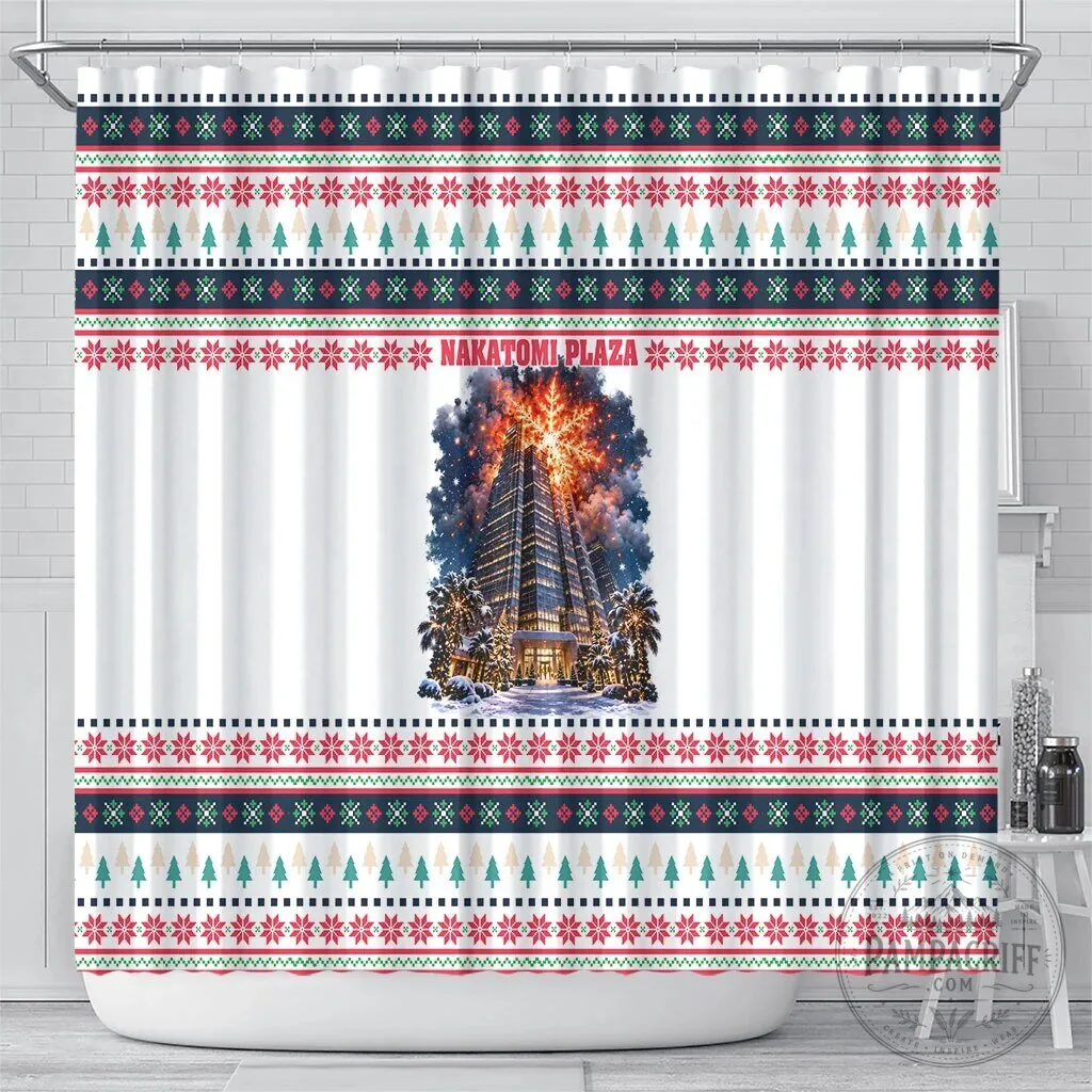 Nakatomi Plaza Christmas Explosion Holiday Shower Curtain 8 Nakatomi Plaza Christmas Explosion Holiday Shower Curtain