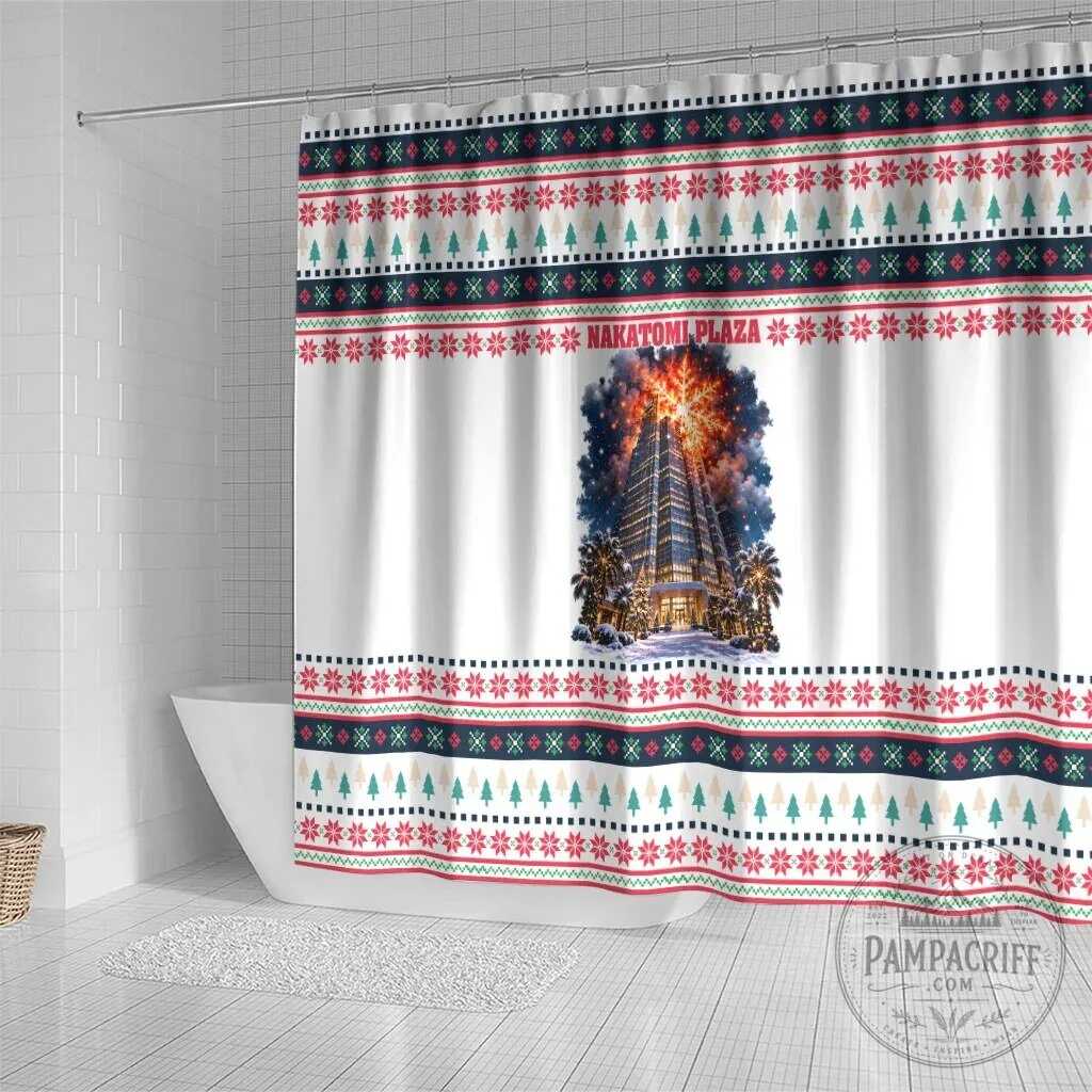 Nakatomi Plaza Christmas Explosion Holiday Shower Curtain 9 Nakatomi Plaza Christmas Explosion Holiday Shower Curtain