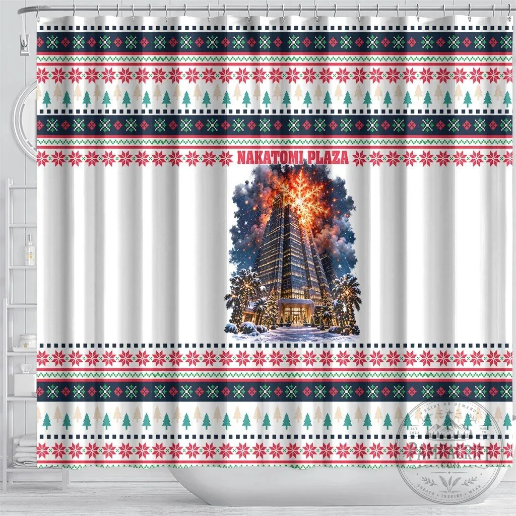 Nakatomi Plaza Christmas Explosion Holiday Shower Curtain 10 Nakatomi Plaza Christmas Explosion Holiday Shower Curtain