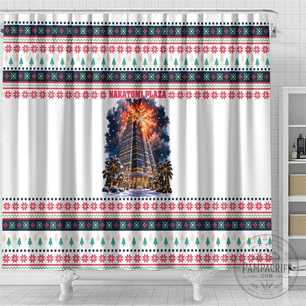 Nakatomi Plaza Christmas Explosion Holiday Shower Curtain 11 Nakatomi Plaza Christmas Explosion Holiday Shower Curtain
