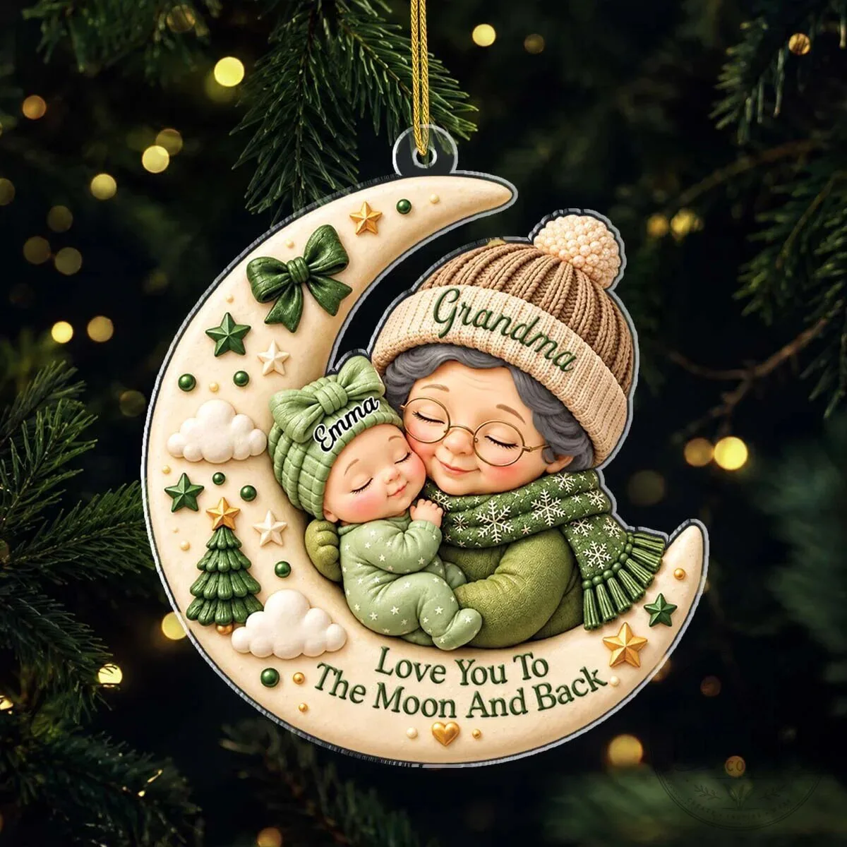 Grandma And Baby Love You To The Moon And Back Christmas Tree Ornament