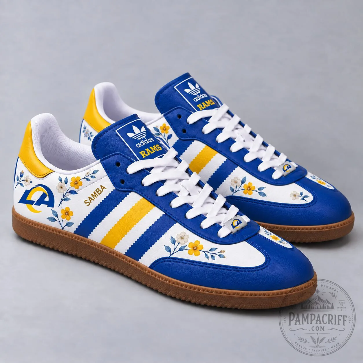Men's and Women's Samba Shoes with Floral Design for Game Day - Los Angeles Rams 3 Men's and Women's Samba Shoes with Floral Design for Game Day - Los Angeles Rams