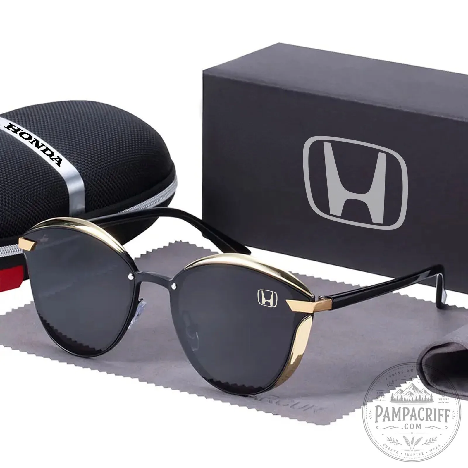 Honda Logo Cat Eye Polarized Women's Fashion Sunglasses with Case