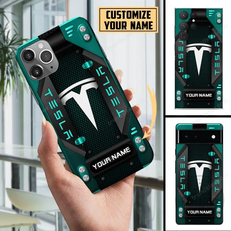 Custom Name Tesla Logo Red Black Carbon Fiber Pattern Phone Case 11 Custom Name Tesla Logo Red Black Carbon Fiber Pattern Phone Case