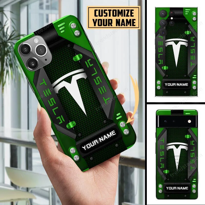 Custom Name Tesla Logo Red Black Carbon Fiber Pattern Phone Case 12 Custom Name Tesla Logo Red Black Carbon Fiber Pattern Phone Case
