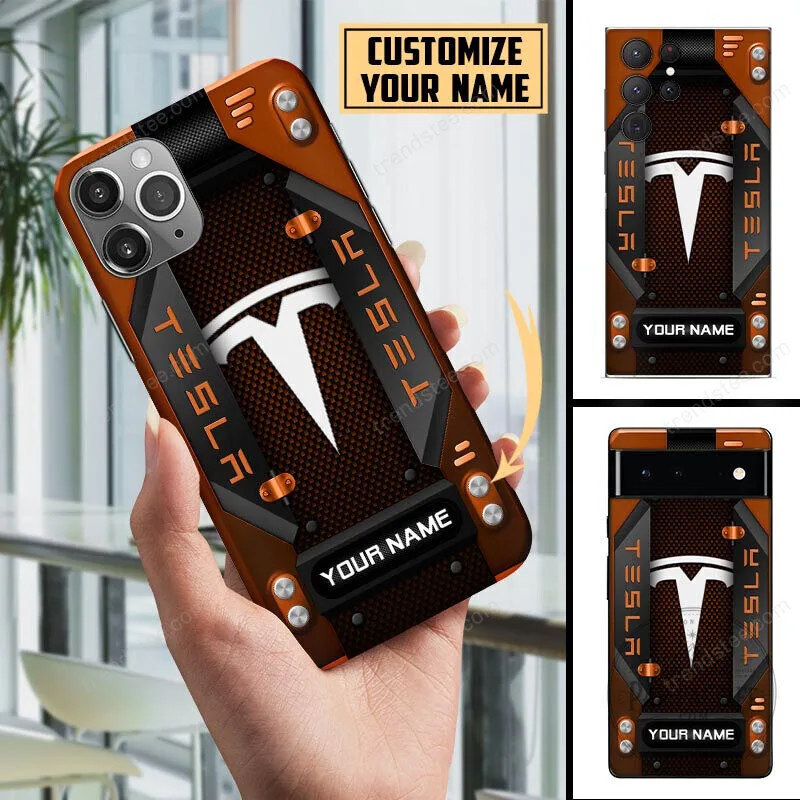 Custom Name Tesla Logo Red Black Carbon Fiber Pattern Phone Case 13 Custom Name Tesla Logo Red Black Carbon Fiber Pattern Phone Case