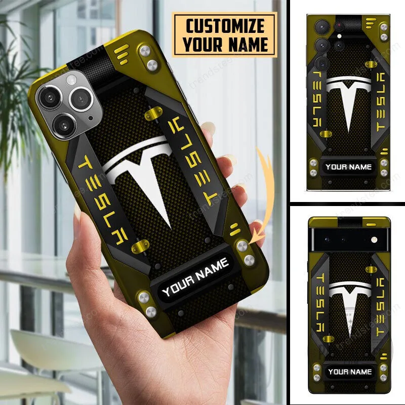 Custom Name Tesla Logo Red Black Carbon Fiber Pattern Phone Case 15 Custom Name Tesla Logo Red Black Carbon Fiber Pattern Phone Case
