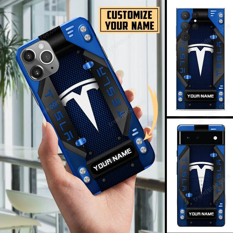Custom Name Tesla Logo Red Black Carbon Fiber Pattern Phone Case 17 Custom Name Tesla Logo Red Black Carbon Fiber Pattern Phone Case