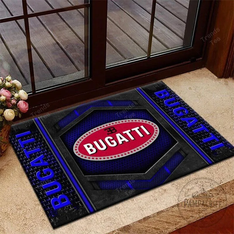 Bugatti Logo Welcome Mat Luxury Car Brand Doormat