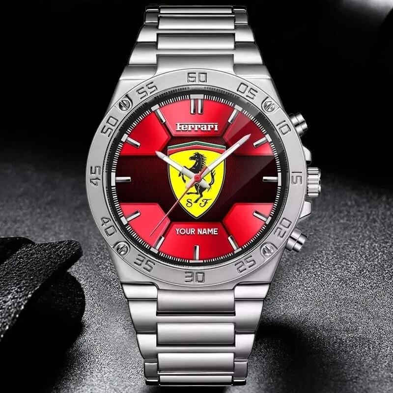 Elegant Stainless Steel Watch with Custom Name Design by Ferrari