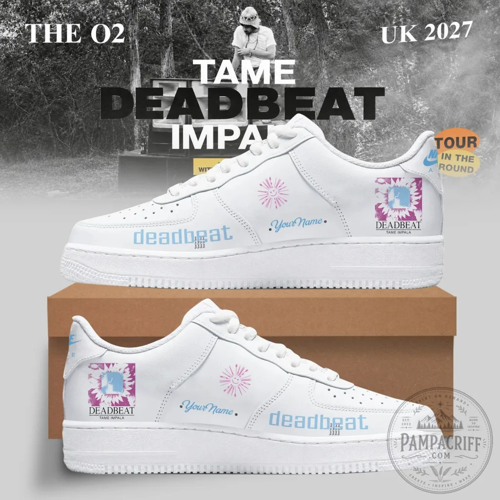 Tame Impala Deadbeat Tour Custom White Sneakers 34 Tame Impala Deadbeat Tour Custom White Sneakers