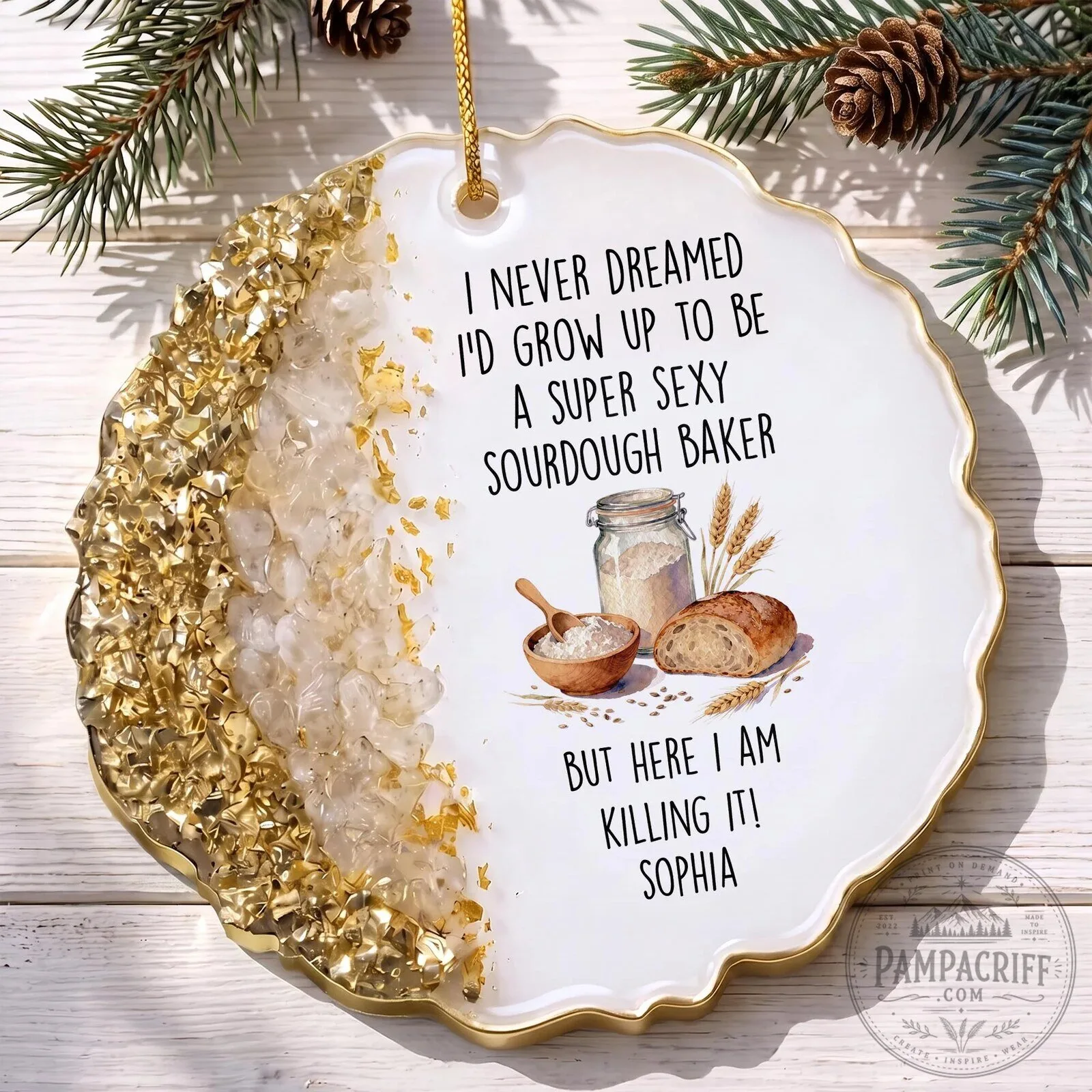 Funny Sourdough Baker Personalized Christmas Ornament, Gift for Baking Lovers 14 Funny Sourdough Baker Personalized Christmas Ornament, Gift for Baking Lovers