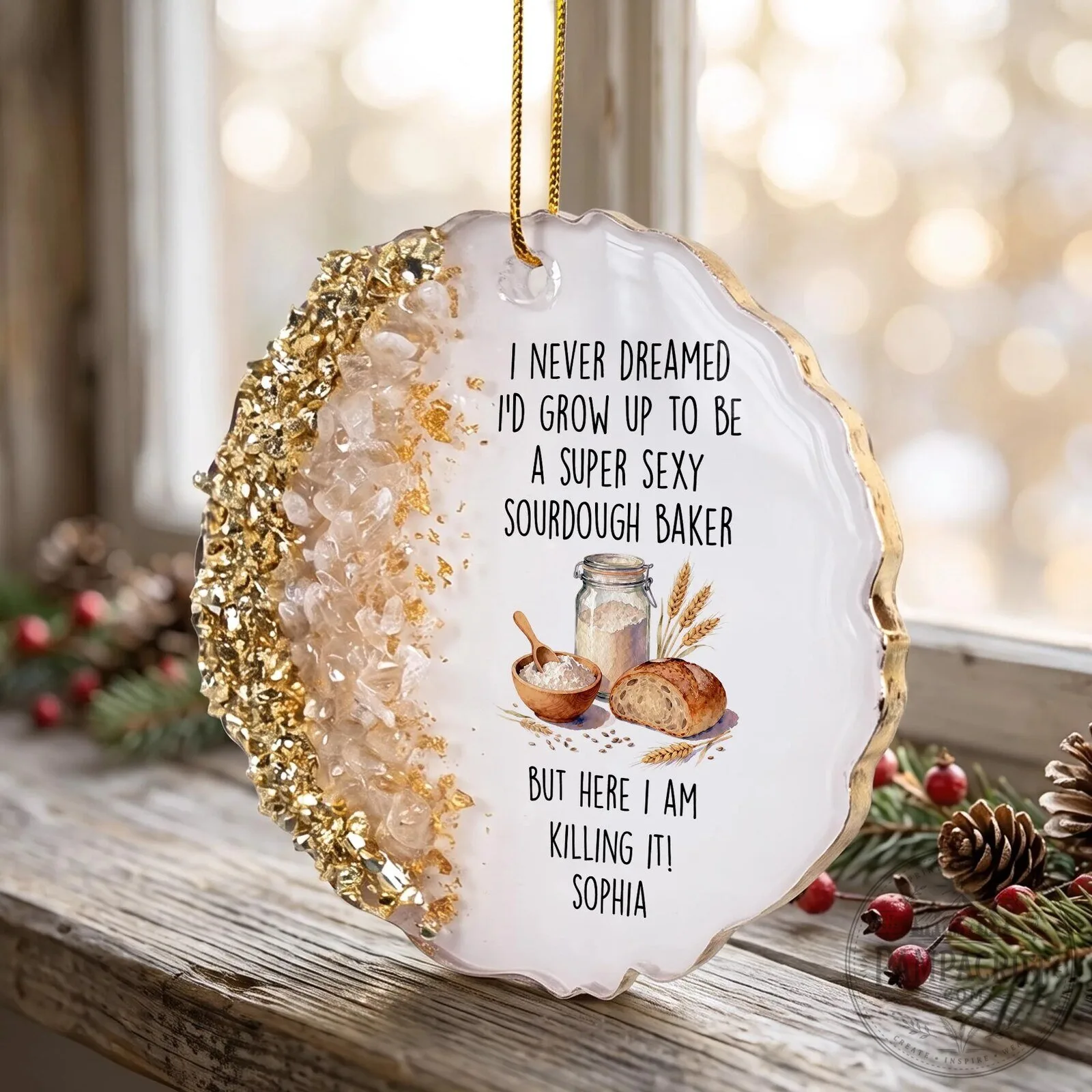 Funny Sourdough Baker Personalized Christmas Ornament, Gift for Baking Lovers 18 Funny Sourdough Baker Personalized Christmas Ornament, Gift for Baking Lovers