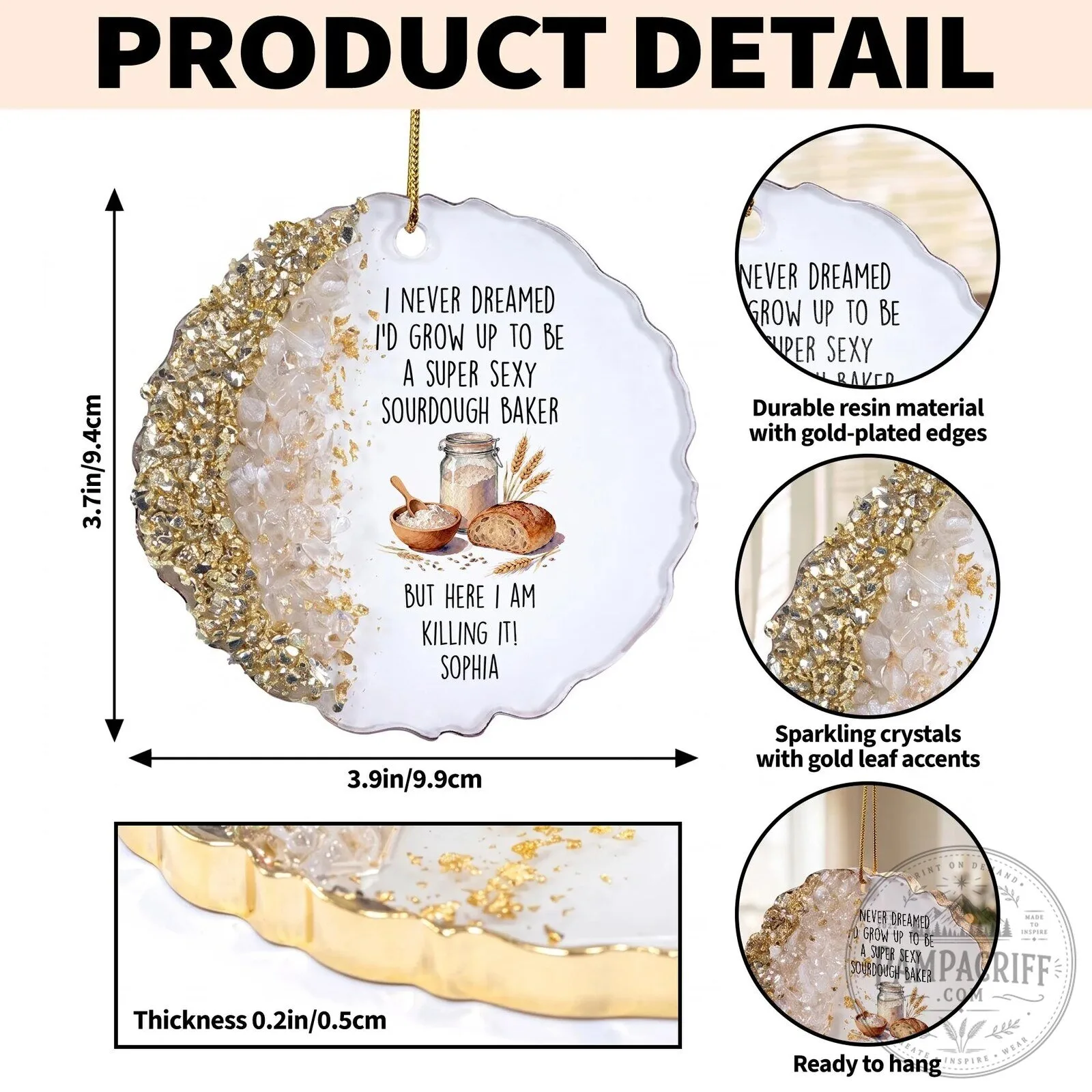 Funny Sourdough Baker Personalized Christmas Ornament, Gift for Baking Lovers 20 Funny Sourdough Baker Personalized Christmas Ornament, Gift for Baking Lovers