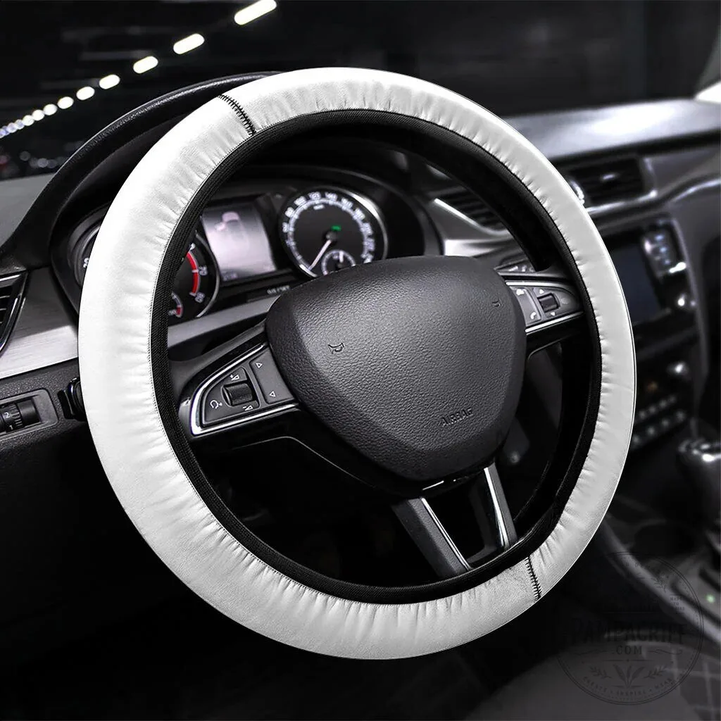 Universal Fit Car Interior Accessory - White Steering Wheel Cover