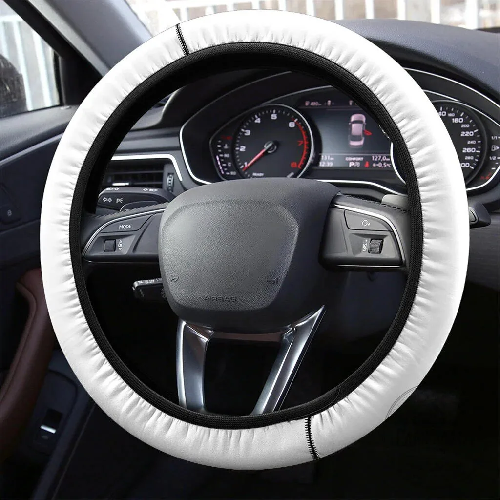 Universal Fit Car Interior Accessory - White Steering Wheel Cover 7 Universal Fit Car Interior Accessory - White Steering Wheel Cover