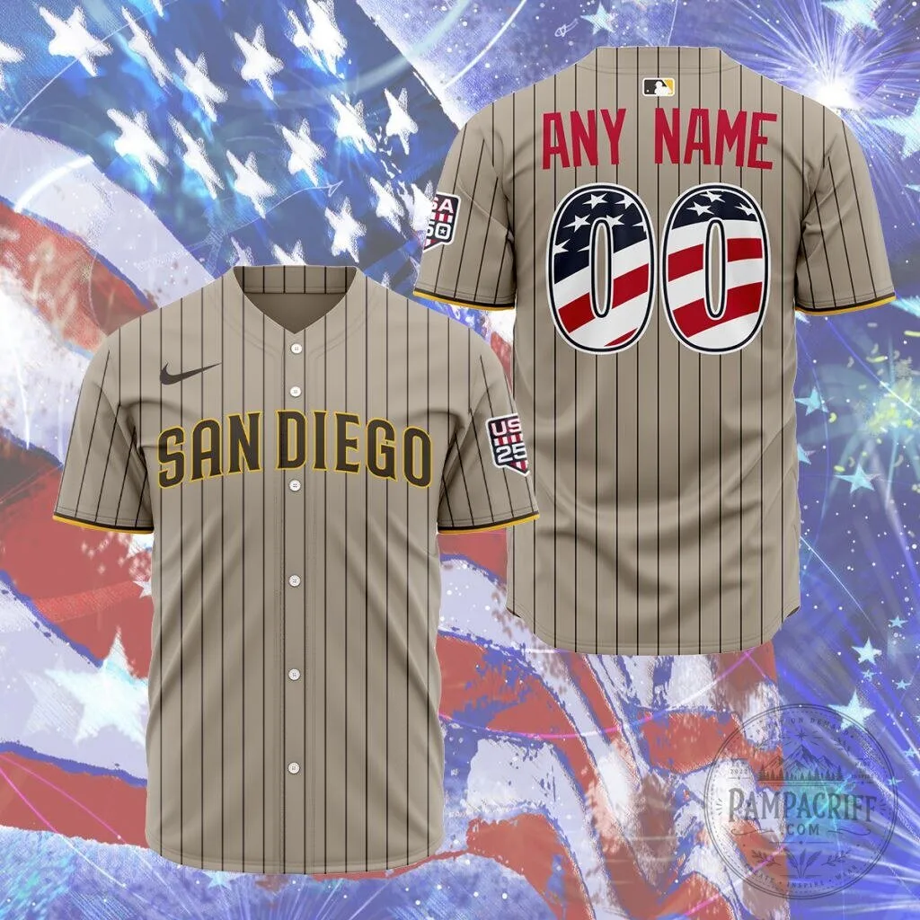 San Diego Padres Personalized Stars and Stripes Baseball Jersey 18 San Diego Padres Personalized Stars and Stripes Baseball Jersey