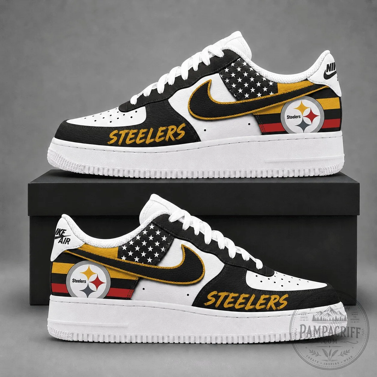 Custom Sneakers for American Football Team Pittsburgh Steelers 3 Custom Sneakers for American Football Team Pittsburgh Steelers