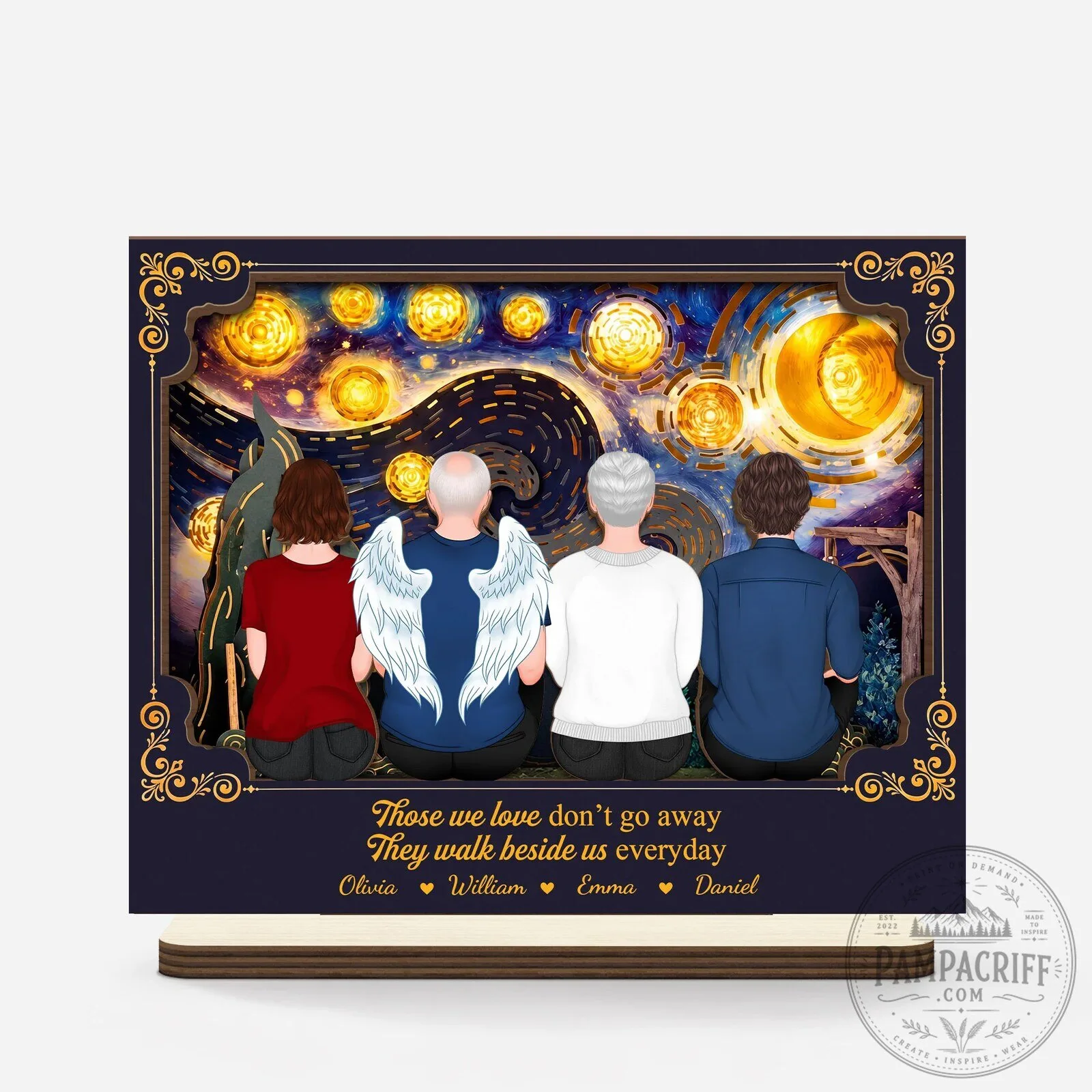 Personalized Memorial Those We Love Don't Go Away Family Wooden Plaque