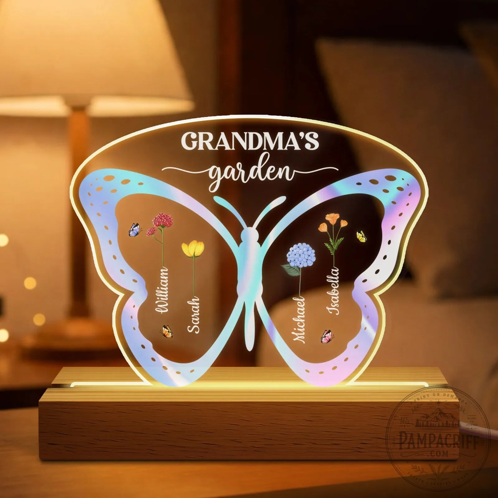 Personalized Butterfly Grandma's Garden Night Light 1 Personalized Butterfly Grandma's Garden Night Light