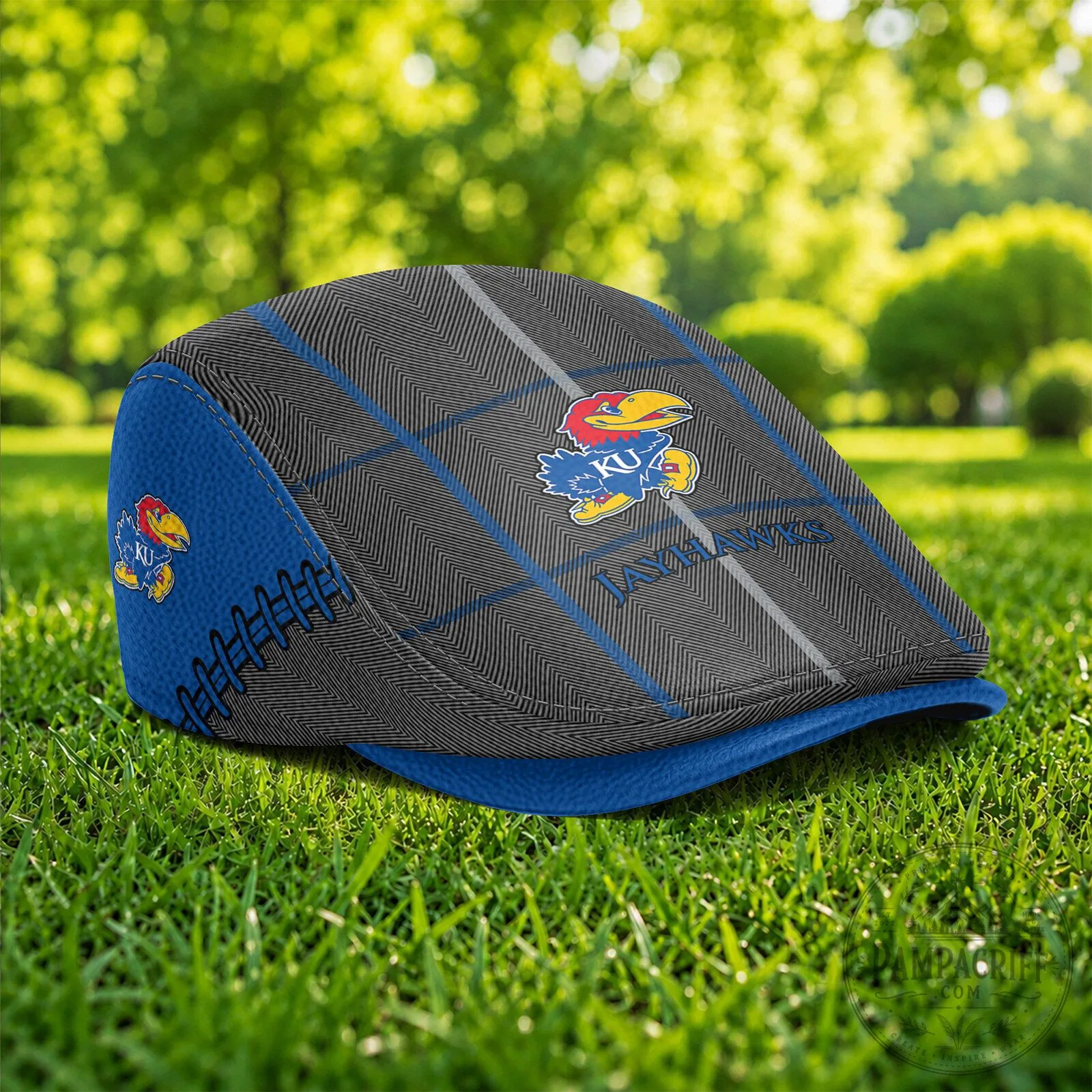 Kansas Jayhawks NCAA University Blue Plaid Flat Cap Hat 9 Kansas Jayhawks NCAA University Blue Plaid Flat Cap Hat
