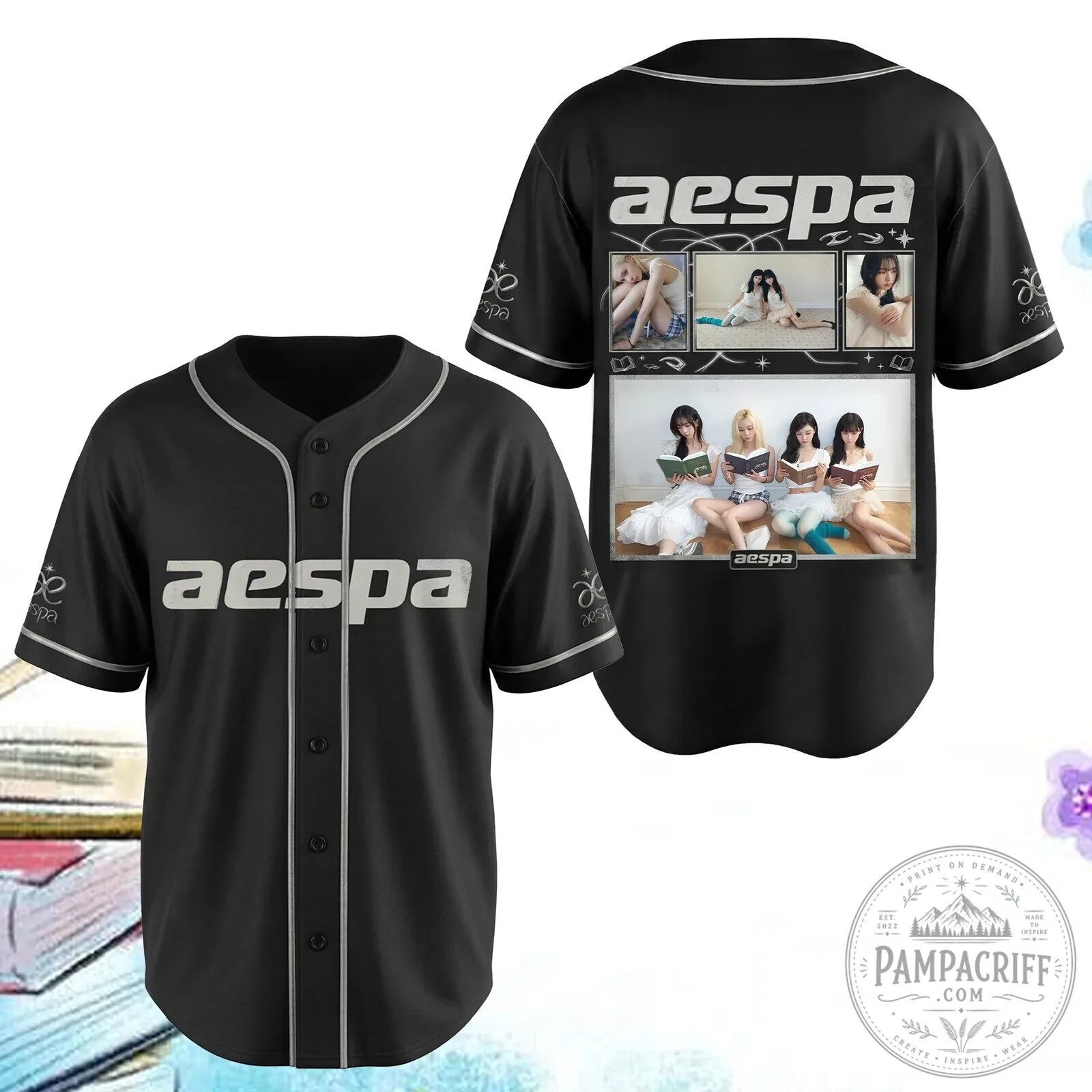 Aespa K-Pop Group Baseball Jersey 1 Aespa K-Pop Group Baseball Jersey