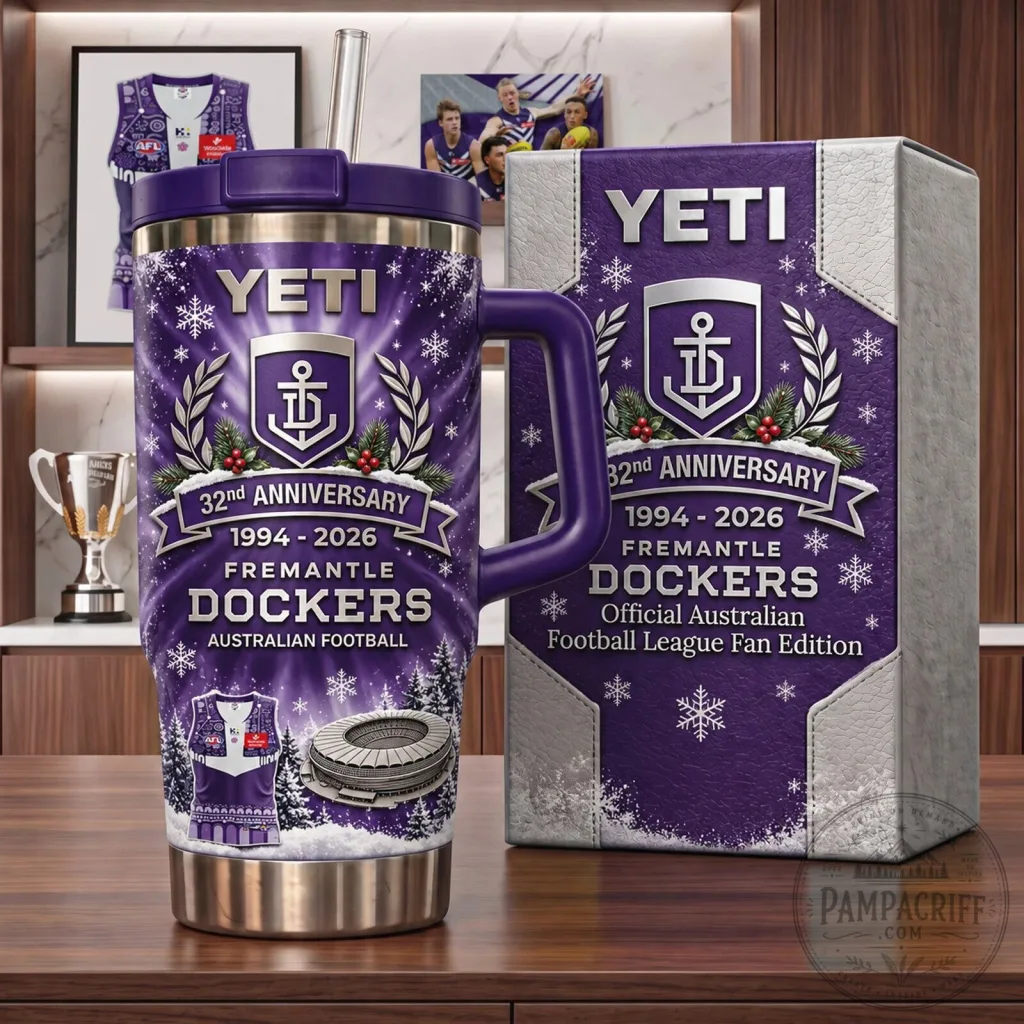 Yeti Tumbler Celebrating 32nd Anniversary of Fremantle Dockers AFL Team 66 Yeti Tumbler Celebrating 32nd Anniversary of Fremantle Dockers AFL Team
